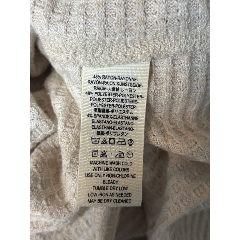 We The Free People Kitty Thermal Tunic Top Women M Long Beige Funnel Neck EUC - Picture 4 of 4